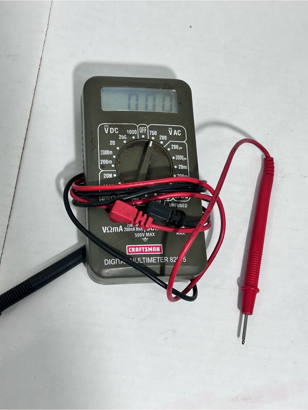 CRAFTSMAN Olive Green Digital Multimeter with Red Probes